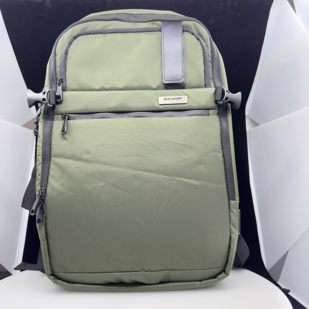 Duchamp London Backpack Mens OS Olive Green Excellent Tech Laptop Bag